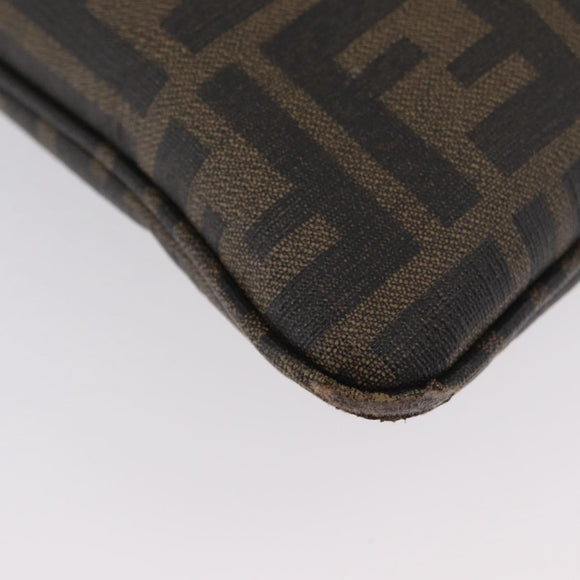 FENDI Zucca Canvas Shoulder Bag PVC Brown Black Auth am11068A