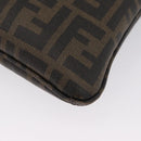 FENDI Zucca Canvas Shoulder Bag PVC Brown Black Auth am11068A-14