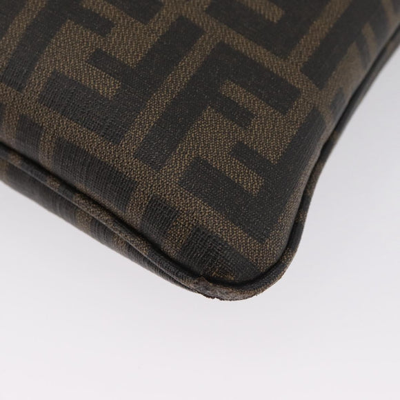 FENDI Zucca Canvas Shoulder Bag PVC Brown Black Auth am11068A