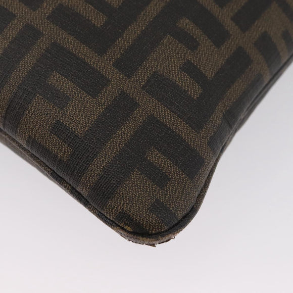 FENDI Zucca Canvas Umhängetasche PVC Braun Schwarz Auth am11068A
