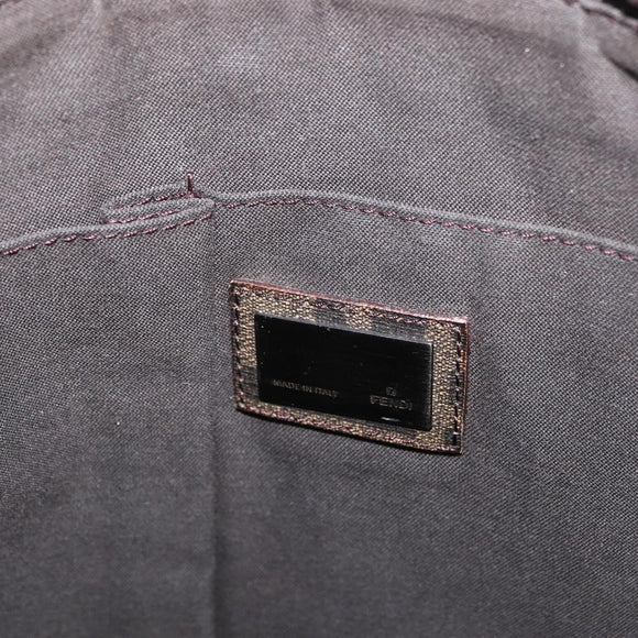 FENDI Zucca Canvas Umhängetasche PVC Braun Schwarz Auth am11068A