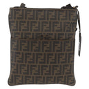 FENDI Zucca Canvas Shoulder Bag PVC Brown Black Auth am11068A-13