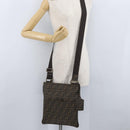 FENDI Zucca Canvas Shoulder Bag PVC Brown Black Auth am11068A-23
