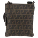 FENDI Zucca Canvas Shoulder Bag PVC Brown Black Auth am11068A-2