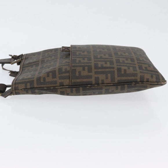 FENDI Zucca Canvas Shoulder Bag PVC Brown Black Auth am11068A