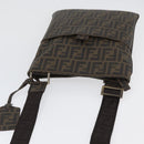 FENDI Zucca Canvas Shoulder Bag PVC Brown Black Auth am11068A-6