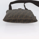 FENDI Zucca Canvas Shoulder Bag PVC Brown Black Auth am11068A-5