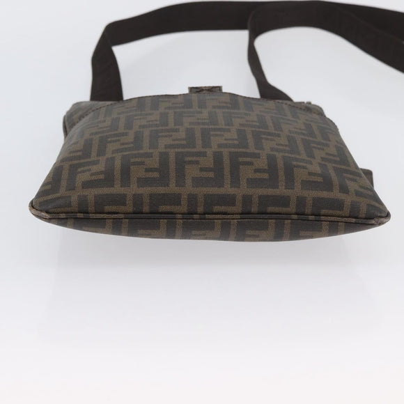 FENDI Zucca Canvas Shoulder Bag PVC Brown Black Auth am11068A