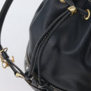 SAINT LAURENT Purse Shoulder Bag Leather Navy White Gold Auth am11069A-14