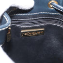 SAINT LAURENT Purse Shoulder Bag Leather Navy White Gold Auth am11069A-15