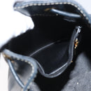 SAINT LAURENT Purse Shoulder Bag Leather Navy White Gold Auth am11069A-20