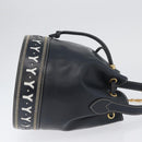 SAINT LAURENT Purse Shoulder Bag Leather Navy White Gold Auth am11069A-4