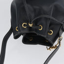 SAINT LAURENT Purse Shoulder Bag Leather Navy White Gold Auth am11069A-6