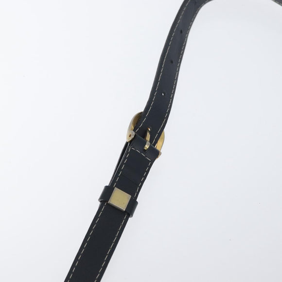 SAINT LAURENT Purse Shoulder Bag Leather Navy White Gold Auth am11069A