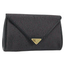 SAINT LAURENT Clutch Bag Leather Canvas Black Gold Auth am11073A-1