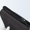 SAINT LAURENT Clutch Bag Leather Canvas Black Gold Auth am11073A-14