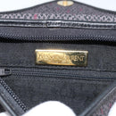 SAINT LAURENT Clutch Bag Leather Canvas Black Gold Auth am11073A-16