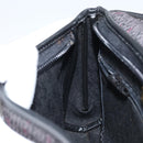 SAINT LAURENT Clutch Bag Leather Canvas Black Gold Auth am11073A-19