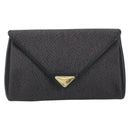 SAINT LAURENT Clutch Bag Leather Canvas Black Gold Auth am11073A-2