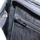 SAINT LAURENT Clutch Bag Leather Canvas Black Gold Auth am11073A-20
