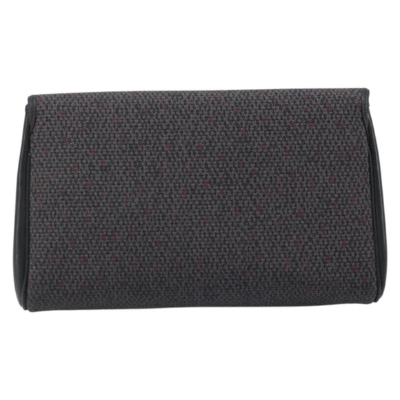 SAINT LAURENT Clutch Bag Leather Canvas Black Gold Auth am11073A