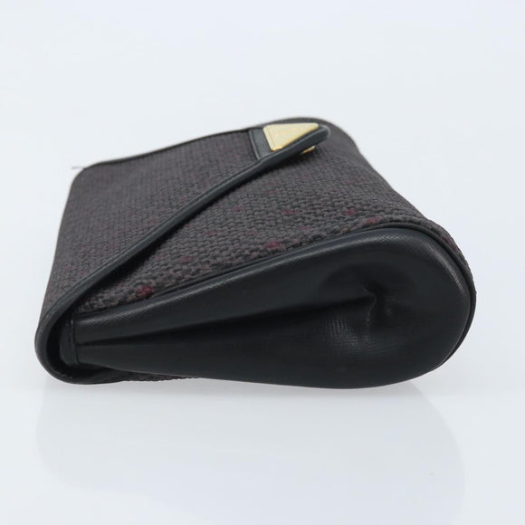 SAINT LAURENT Clutch Bag Leather Canvas Black Gold Auth am11073A