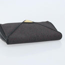SAINT LAURENT Clutch Bag Leather Canvas Black Gold Auth am11073A-6