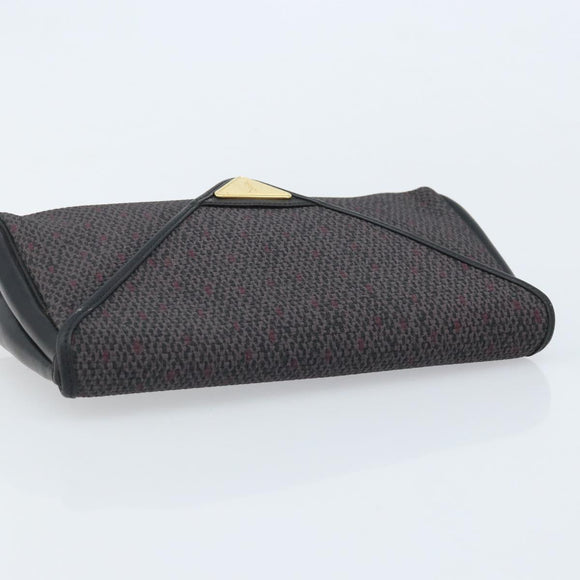 SAINT LAURENT Clutch Bag Leather Canvas Black Gold Auth am11073A