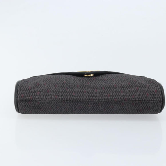 SAINT LAURENT Clutch Bag Leather Canvas Black Gold Auth am11073A