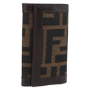 FENDI Zucca Canvas Key Case Black Brown Auth am11078A-1