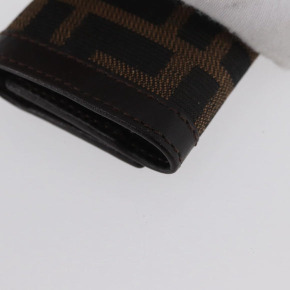 FENDI Zucca Canvas Key Case Black Brown Auth am11078A