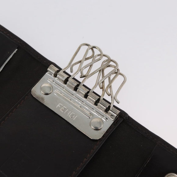 FENDI Zucca Canvas Key Case Black Brown Auth am11078A