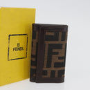FENDI Zucca Canvas Key Case Black Brown Auth am11078A-12