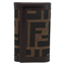 FENDI Zucca Canvas Key Case Black Brown Auth am11078A-13