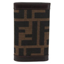 FENDI Zucca Canvas Key Case Black Brown Auth am11078A-2