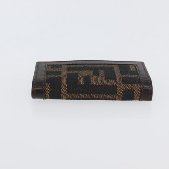 FENDI Zucca Canvas Key Case Black Brown Auth am11078A