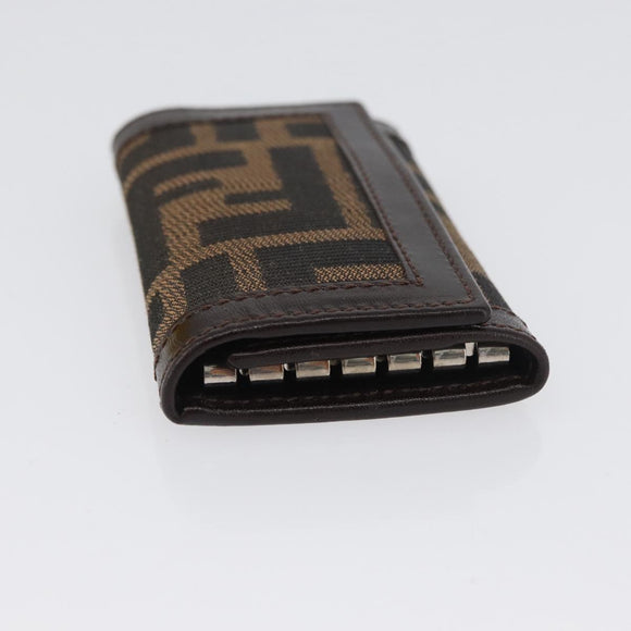 FENDI Zucca Canvas Key Case Black Brown Auth am11078A