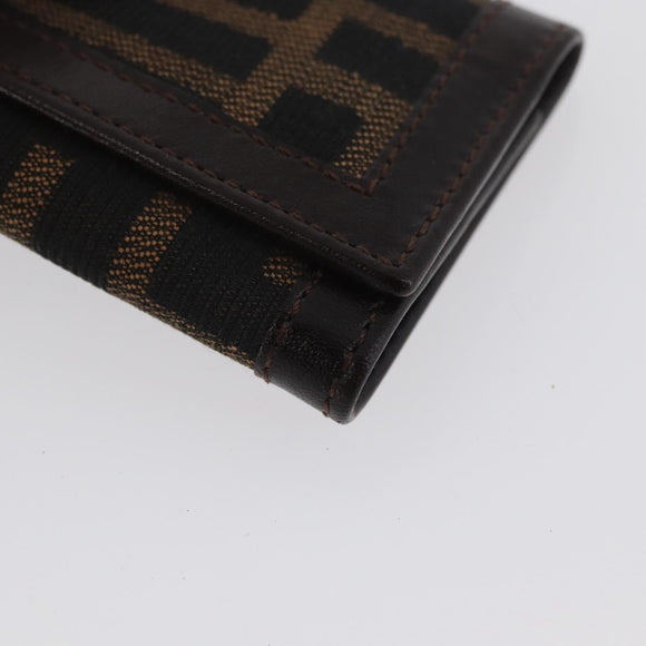 FENDI Zucca Canvas Key Case Black Brown Auth am11078A