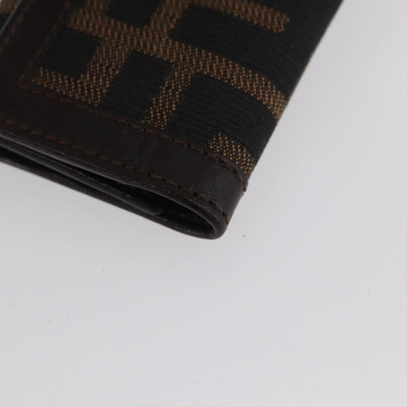FENDI Zucca Canvas Key Case Black Brown Auth am11078A