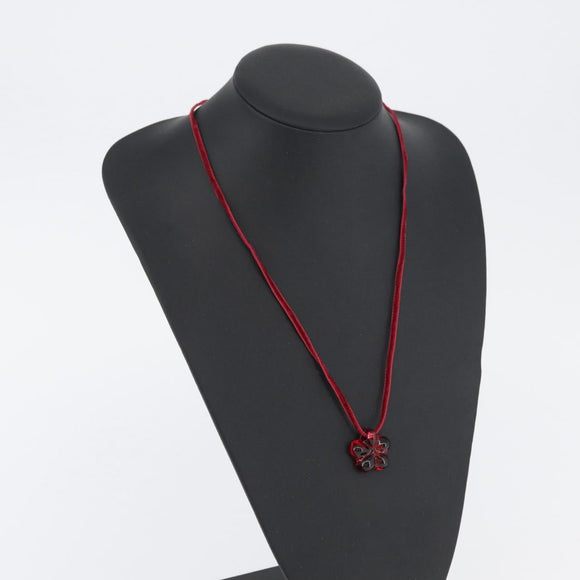 Baccarat Flower Necklace Glass Red Auth am11079