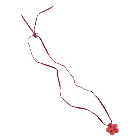 Baccarat Flower Necklace Glass Red Auth am11079