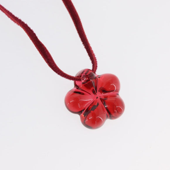 Baccarat Flower Necklace Glass Red Auth am11079