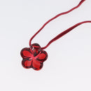 Baccarat Flower Necklace Glass Red Auth am11079-9