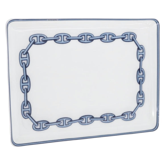 HERMES Shane Dunkle plate Pottery White Navy Auth am11081A