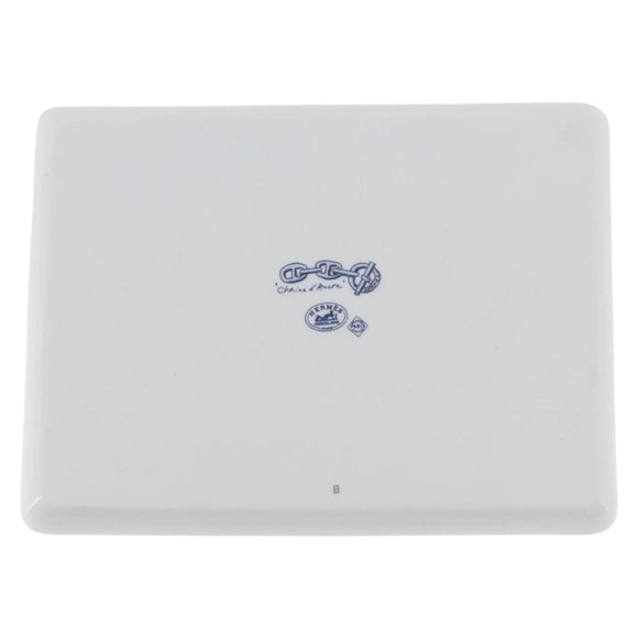HERMES Shane Dunkle plate Pottery White Navy Auth am11081A