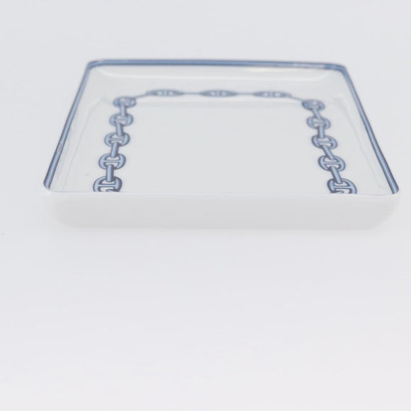 HERMES Shane Dunkle plate Pottery White Navy Auth am11081A
