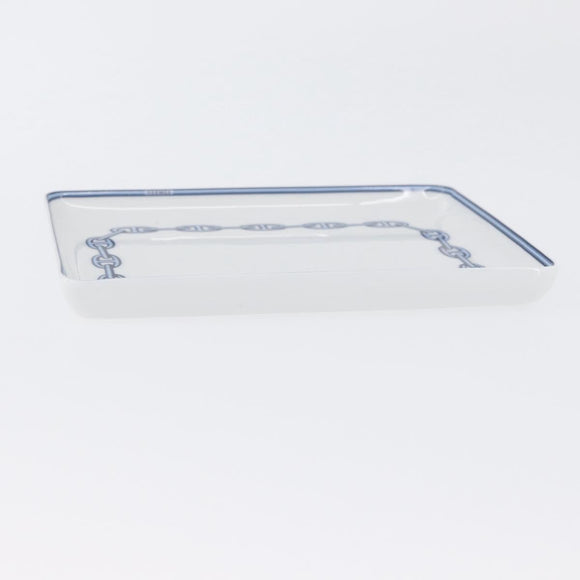 HERMES Shane Dunkle plate Pottery White Navy Auth am11081A
