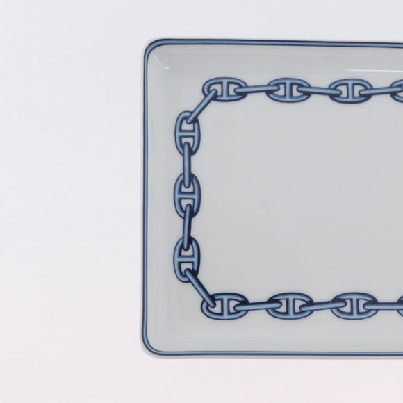 HERMES Shane Dunkle plate Pottery White Navy Auth am11081A