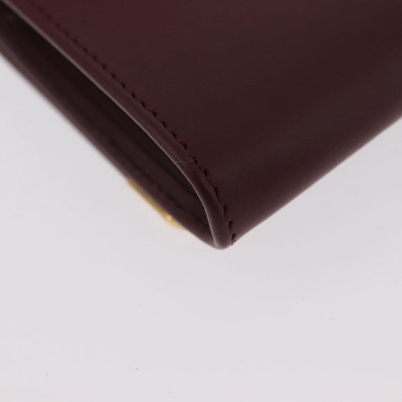 CARTIER Must Line Coin Purse Leather Bordeaux Gold Auth am11082A