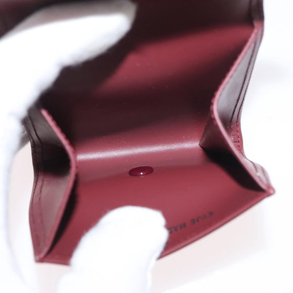 CARTIER Must Line Coin Purse Leather Bordeaux Gold Auth am11082A